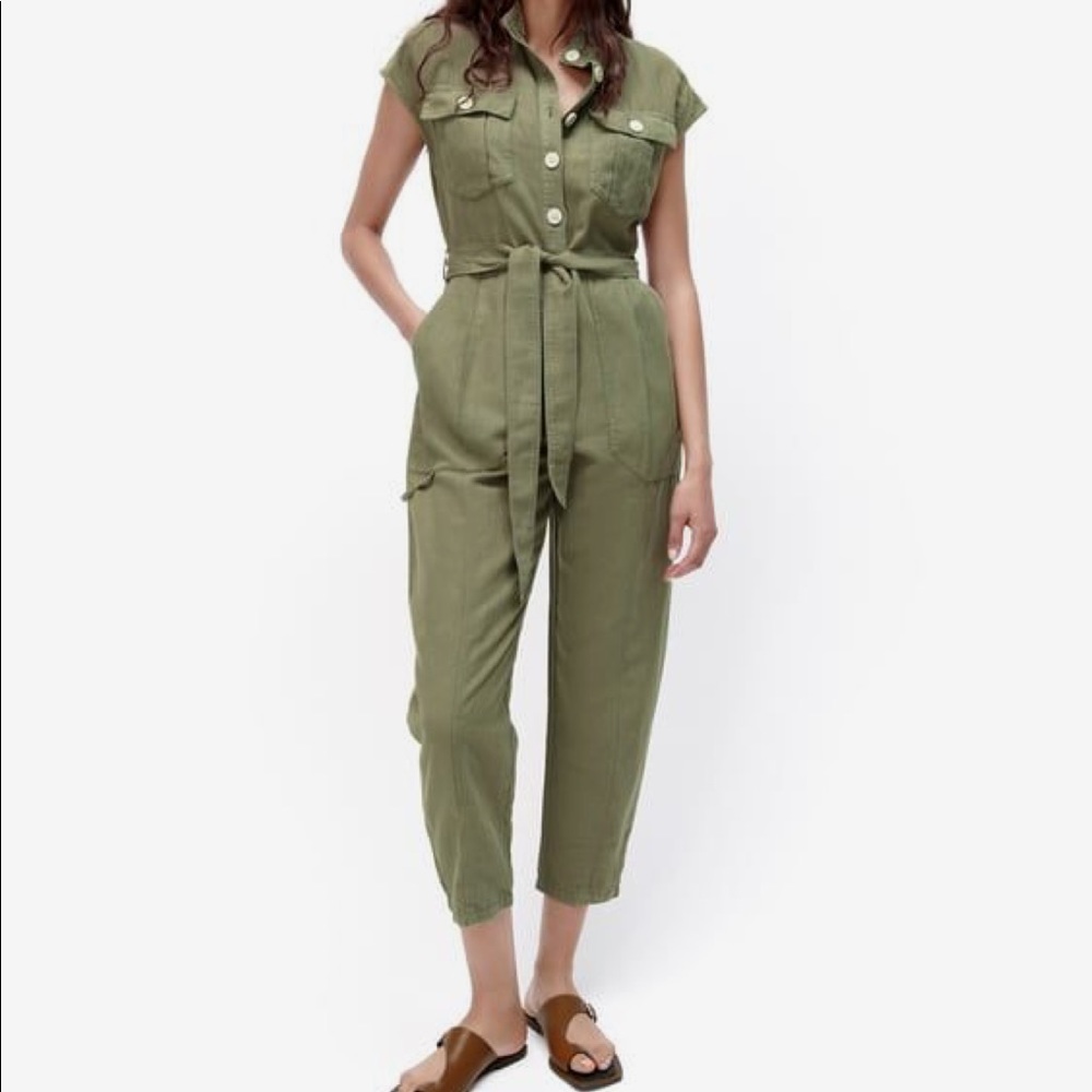 ZARA LINEN BLEND LONG JUMPSUIT